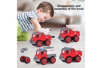 GENERIQUE Circuits de voitures Jeu jouets véhicule assemblé jouet camion pompier démonté avec tournevis rouge
