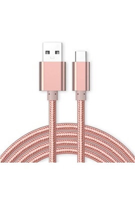 Cables USB Little Boutik Cable Type-C Nylon Renforce Longeur 2M Couleur Rose  pour Samsung Huawei Xiaomi Apple Oppo®
