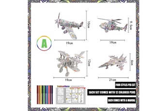 Puzzle AUCUNE 2021 3d peinture puzzle jouets bricolage graffiti coloriage éducatifs modèle ornement 10 ml - multicolore
