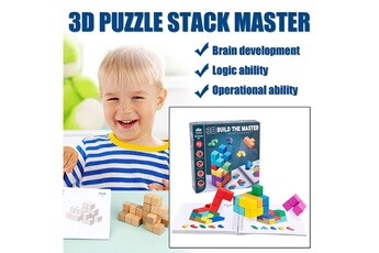 Puzzle AUCUNE 2021 3d stack master forme en bois puzzles jouets géométriques éducatifs pour enfants bébé - multicolore
