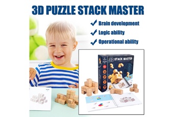 Puzzles AUCUNE 2021 3d stack master forme en bois puzzles jouets géométriques éducatifs pour enfants bébé - multicolore
