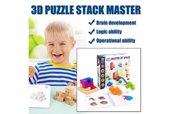 Puzzle AUCUNE 2021 3d stack master forme en bois puzzles jouets géométriques éducatifs pour enfants bébé - multicolore