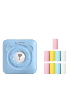 Imprimante photo PeriPage Mini imprimante thermique Bluetooth portable de  58 mm avec 9 rouleaux de papier d'impression - Bleu
