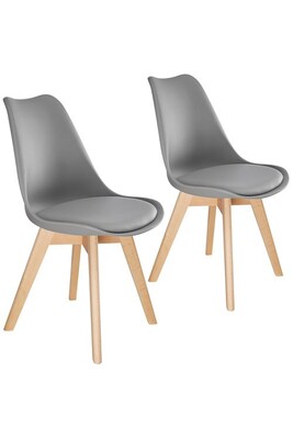 Chaise Tectake 2 Chaises de Salle à Manger FRÉDÉRIQUE Style Scandinave Pieds en Bois Massif Design Moderne - gris