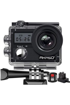 Caméra sport GENERIQUE Caméra d'action 4K AKASO 20 MP - Avec stabilisation  d'image - Zoom accéléré - 30 m - Avec télécommande - 2 batteries et kit d' accessoires