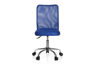 hjh OFFICE 670978 Chaise de bureau pour enfant KID COLOUR Tissu Bleu Fauteuil pivotant pour enfant avec repose-pieds et assise réglable en hauteur 