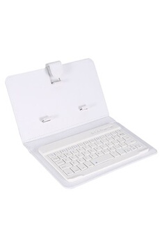 Clavier pour tablette Non renseigné Clavier Bluetooth sans fil QWERT avec housse de protection - Blanc