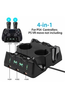 Manette Youkuke 4 en 1 Contrôleur charge Dock chargeur support Pour PS4 PS déplacer VR PSVR manette de jeux - Noir