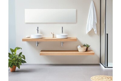 Meuble Salle De Bain Sanycces Plan Vasque Suspendu Zero Finition Chene 80 X 45 Cm Darty