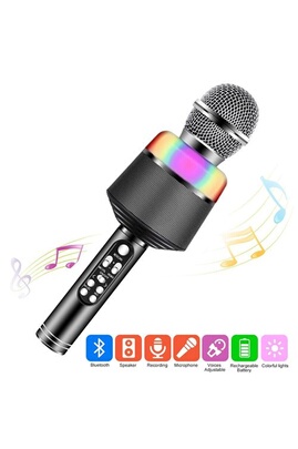 Microphone GENERIQUE Microphone de Karaoké Sans Fil Bluetooth Pour IPhone,Android,  Micro Portable Pour Home, Party - Noir