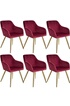Tectake 6 Chaises MARILYN Effet Velours Style Scandinave - bordeaux/or photo 1