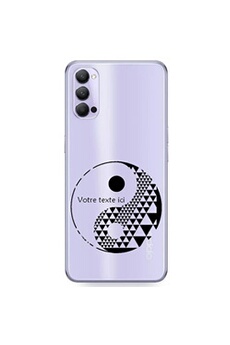 Coque et étui téléphone mobile Coque4phone Coque en silicone transparente pour OPPO Reno 4 PRO avec motif yin yang et triangle noir avec votre texte