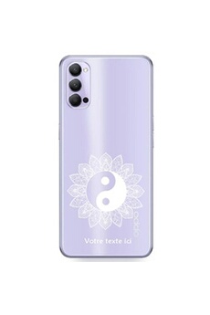 Coque et étui téléphone mobile Coque4phone Coque en silicone transparente pour OPPO Reno 4 PRO avec motif yin yang blanc et mandala avec votre texte