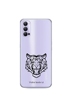 Coque et étui téléphone mobile Coque4phone Coque en silicone transparente pour OPPO Reno 4 PRO avec motif tigre noir avec votre texte