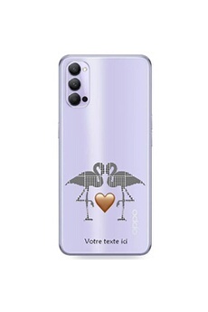 Coque et étui téléphone mobile Coque4phone Coque en silicone transparente pour OPPO Reno 4 PRO avec motif flamant et coeur avec votre texte