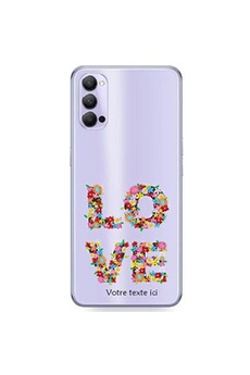 Coque en silicone transparente pour OPPO Reno 4 PRO avec motif love et fleurs multicolores avec votre texte