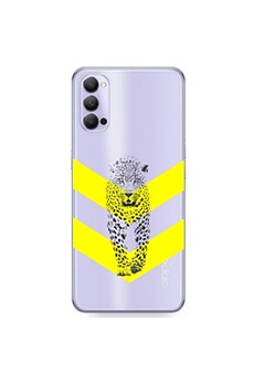 Coque et étui téléphone mobile Coque4phone Coque en silicone transparente pour OPPO Reno 4 PRO avec motif leopard et chevron couleur jaune