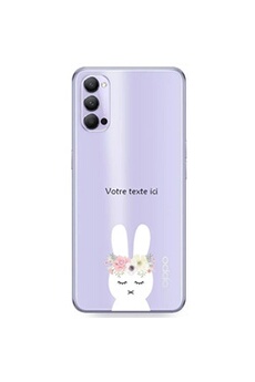 Coque en silicone transparente pour OPPO Reno 4 PRO avec motif lapin et fleur avec votre texte