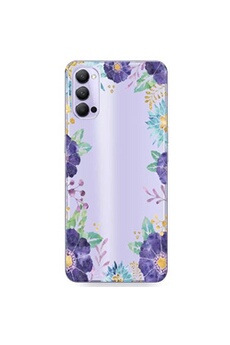 Coque et étui téléphone mobile Coque4phone Coque en silicone transparente pour OPPO Reno 4 PRO avec motif Fleur pastel violette