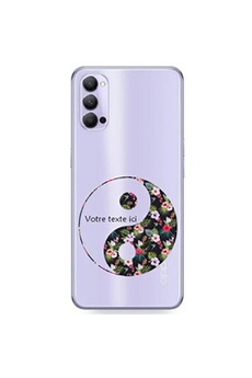 Coque et étui téléphone mobile Coque4phone Coque en silicone transparente pour OPPO Reno 4 avec motif yin yang tropical avec votre texte