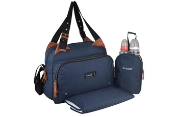 Sac à langer Baby On Board Baby on board-sac a langer -sac titou bleu denim - 2 compartiments 8 poches - sac repas - tapis a langer sac linge sale attaches