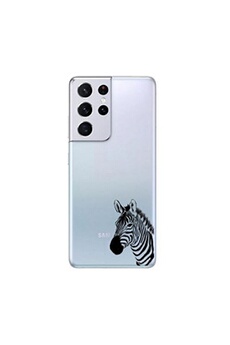 Coque en silicone transparente pour Samsung Galaxy S21 ULTRA avec motif zebre
