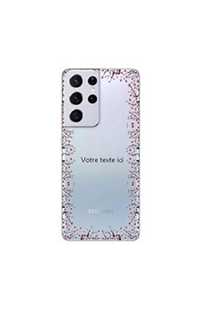 Coque en silicone transparente pour Samsung Galaxy S21 ULTRA avec motif fleur de cerisier avec votre texte