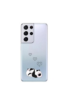 Coque en silicone transparente pour Samsung Galaxy S21 ULTRA avec motif panda effet marbre