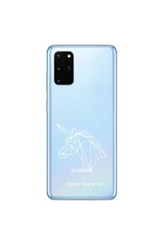 Coque en silicone transparente pour Samsung Galaxy A31 avec motif licorne geometrique blanche