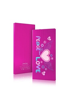 Batterie externe 20000 mAH rose universelle motif peace love fleur
