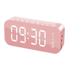 Enceinte sans fil GENERIQUE Enceinte portable de réveil bluetooth miroir A18 - Rose
