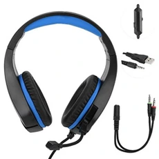 Casque audio GENERIQUE Casque de Jeu USB Câble de Port 3,5 Mm - Bleu Noir