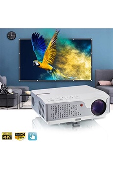 Vidéoprojecteur 1080p FULL HD FLZEN 6000 Lumen 15000:1 Supporte 4K 300 Max Smartphone Recopier l'écran Adaptateur HDMI Gratuit
