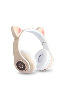 Casque audio GENERIQUE Casque de stéréo pour Bluetooth 5.0 chat oreille  lapin LED avec micro enfants filles,sans fil - Kaki