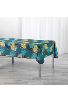 nappe de table douceur d'interieur nappe rectangle 150 x 240 cm polyester imprimé beauty jungle kaki/jaune
