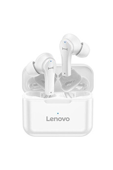 Ecouteurs Lenovo Ecouteur QT82 sans fil Bluetooth, Etanche ,Intra-auriculaire , Compatible IOS,Android- Blanc