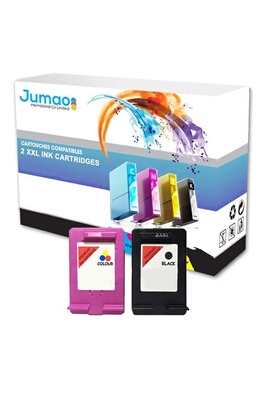 Cartouche d'encre Jumao Lot de 2 cartouches jet d'encre noirs (20 Ml)  et couleurs (18 Ml) compatible pour HP 304XL, DeskJet 2620 2630 2632 2633-  