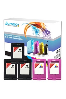 Cartouche d'encre Jumao Lot de 5 cartouches jet d'encre noirs (20 Ml) et couleurs (18 Ml) compatible pour HP 304XL, ENVY 5020 5030- -