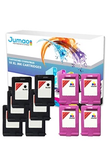 Cartouche d'encre Jumao Lot de 10 cartouches jet d'encre noirs (20 Ml) et couleurs (18 Ml) compatible pour HP 304XL, DeskJet 2620 2630 2632 2633- -