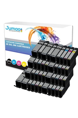 Cartouche d'encre Jumao Lot de 40 Cartouches noirs (27 Ml) et couleurs  (12,5 Ml) compatibles pour Canon PIXMA TS8150 TS8151 TS8152 - 