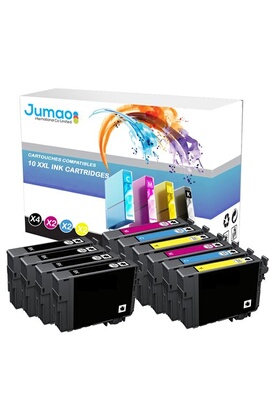 Cartouche d'encre Jumao Lot de 10 cartouches noirs (18,2 Ml) et couleurs  (14 Ml) compatibles pour EPSON 603 XL, 4100 4105 - 