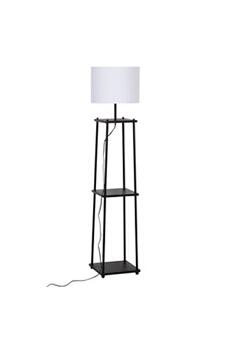 autres luminaires homcom lampadaire design contemporain 3 étagères intégrées 40 w max. dim. 34l x 34l x 150h cm mdf métal noir abat-jour blanc