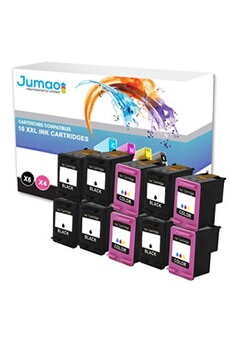 Cartouche d'encre Jumao Lot de 10 cartouches jet d'encre noirs (15 Ml) et couleurs (21 Ml) compatible pour HP 302XL, OfficeJet 3830 3831 3832- -