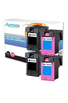 Cartouche d'encre Jumao Lot de 4 cartouches noirs (15 Ml) et couleurs (21 Ml) compatible pour HP 301XL, Deskjet 1000 1050A - -