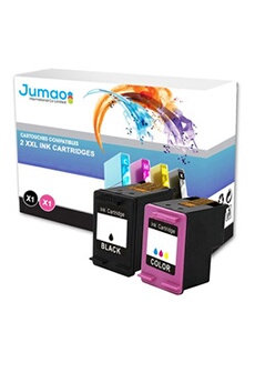 Cartouche d'encre Jumao Lot de 2 cartouches jet d'encre noirs (15 Ml) et couleurs (21 Ml) compatible pour HP 302XL, OfficeJet 3830 3831 3832- -