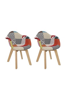 arlequin - lot de 2 fauteuils enfant motif patchwork