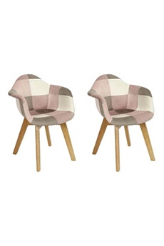leela - lot de 2 fauteuils enfant roses motif patchwork -