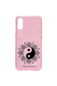 Coque et étui téléphone mobile Coque4phone Coque pour Apple Iphone XR paillette rose motif yin yang et mandala blanc