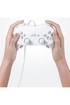 Contrôleur classique filaire manette Compatible pour Nintendo Wii Remote Console blanche -QUMOX