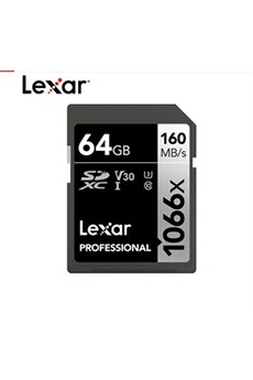 Carte mémoire SD Lexar Carte Mémoire Professional 1066x 64G -Noir